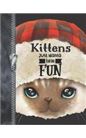 Kittens Just Wanna Have Fun: Lumberjack Plaid Large A4 Cat Blank Doodling & Drawing Art Book Sketchbook Journal For Girls And Boys