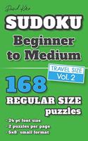 David Karn Sudoku - Beginner to Medium Vol 2: 168 Puzzles, Travel Size, Regular Print, 24 pt font size, 2 puzzles per page