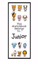 Junior Sketchbook: Personalized Animals Sketchbook with Name: 120 Pages