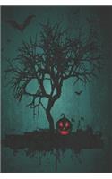Horror Notizbuch Baum und Kürbis grüne Edition