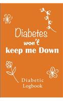 Diabetic Log Book: Log Book for Diabetics Weekly Blood Sugar Diary - 52 weeks - 5 Time Before-After - 111 pages, 6"x9" - Paperback - orange background quote: diabetes 