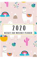 2020 Weekly And Monthly Planner: Llama Planner Lesson Student Study Teacher Plan book Peace Happy Productivity Stress Management Time Agenda Diary Journal Homeschool Mind Life Work 