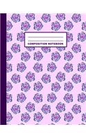 Composition Notebook: Purple Echeveria Succulent Pattern Cover Design - Wide Ruled - 120 Blank Lined Pages - 8.5" X 11" - Matte Finished Soft Cover