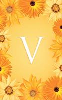 V: Modern, stylish and simple floral capital letter monogram ruled notebook, decorative border, pretty, cute and suitable for all: men, women, girls & 