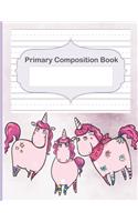 Primary Composition Book: Story Space & Dotted Mid-Line Notebook, Blank Handwriting & Sketch Notebook, Draw & Write Notebook, For Primary, Kindergarten, K-3rd, Unicorn Primar