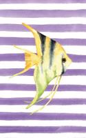 Yellow Angelfish Watercolor Stripe Journal, Blank Sketch Paper: Sketchbook Artist Notebook with Unlined Drawing Paper (Coastal Beaches & Nautical)