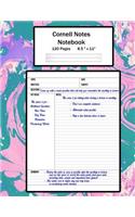 Cornell Notes Notebook: Note Taking System, For Students, Writers, Meetings, Lectures Large Size 8.5 x 11 (21.59 x 27.94 cm), Durable Matte Pink and Green Marbled Paint Dir