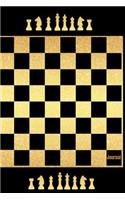 Journal: Graph Paper Chessboard Notebook in Black and Gold