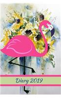Diary 2019: Flamingo and Sunflowers Monthly and Week-To-View Planner