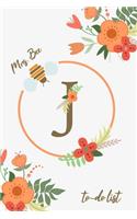 Mrs. Bee J To-Do List: Beautiful to-do list floral notebook with a monogram for bees lovers and beekeepers. Organize your tasks, practice time management, and planning.