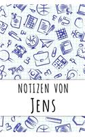 Notizen von Jens: Kariertes Notizbuch mit 5x5 Karomuster für deinen personalisierten Vornamen