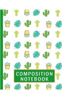 Composition Notebook: Cute Cactus College Ruled Lined Pages Notebook (8.5 x 11)