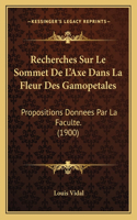 Recherches Sur Le Sommet De L'Axe Dans La Fleur Des Gamopetales