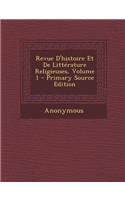 Revue D'Histoire Et de Litterature Religieuses, Volume 1