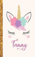 Tammy: Tammy Unicorn Personalized Black Paper SketchBook for Girls and Kids to Drawing and Sketching Doodle Taking Note Marble Size 8.5 x 11