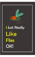 I Just Really Like Flies, OK !: Notebook And Journal Gift - 120 pages Blank Lined Journal Notebook Planner