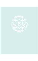S: 110 Dot-Grid Pages - Monogram Journal and Notebook with a Light Blue Background and Simple Vintage Elegant Design - Personalized Initial Letter Jour