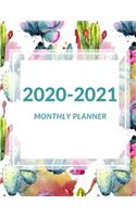 2020 - 2021 Monthly Planner: January 2020 - December 2021 - Notebook, Weekly Calendar and Organizer - Vertical Pages - Dated With To Do List & Notes Pages (Water Color Cactus, W