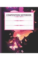 Composition NoteBook: Pretty Rose Pink Butterflies - Wide Ruled Paper Notebook - Blank Lined Writing Journal - Primary School, College Students Teens Kids - Teachers Note