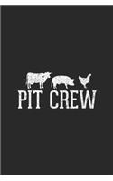 Pit Crew: Pit Crew Cow Pig Chicken Barbecue Journal/Notebook Blank Lined Ruled 6x9 100 Pages