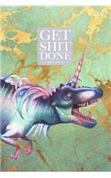 Get Shit Done 2020 Planner: Dinocorn luxury January to December Diary Planner on Aqua and Gold Marble