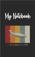 My Notebook: Whale Retro And Vintage Style 100 Pages And Lined