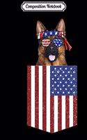 Composition Notebook: German Shepherd Pocket 4th of July American Flag Patriotic Premium Journal/Notebook Blank Lined Ruled 6x9 100 Pages