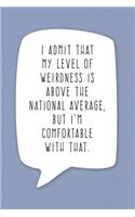 I Admit That My Level of Weirdness is Above the National Average...