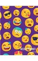 Weekly Planner 2019: Funny Emojis - 8.5 X 11 in - 2019 Organizer with Bonus Dotted Grid Pages + Inspirational Quotes + To-Do Lists(1 Weekly View Planners)