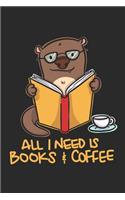 Otter, Books and Coffee: Journal, Notebook