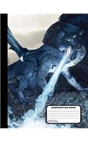 Dragon with Dragon Slayer Composition Notebook Blank Unruled 200 pages / 100 sheets, 9-3/4" x 7-1/2"