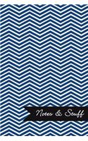 Notes & Stuff - Lined Notebook with Navy Blue Chevron Pattern Cover