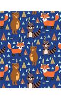 Bullet Journal Notebook Cute Tribal Raccoons, Foxes, and Bears Pattern 4: 172 Numbered Pages with 160 Dot Grid Pages, 6 Index Pages and 2 Key Pages in Large 8 X 10 Size for Journaling, Writing, Planning or Doodling.