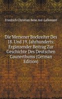 Die Mersener Bockreiter Des 18. Und 19. Jahrhunderts