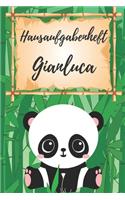 Hausaufgabenheft Gianluca: personalisiertes Panda Hausaufgabenheft / Grundschule / Schülerplaner für 1 Schuljahr mit Wochenübersicht / mit 2x Stundenplan / DIN A 5 / 112 Seite