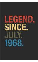 Legend Since July 1968: Graph Paper Notebook / Journal (6 X 9 - 5 Squares per inch - 120 Pages) - July Birthday Gift Idea