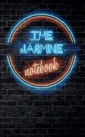 The JASMINE Notebook: Vintage Blank Ruled Personalized & Custom Neon Sign Name Dotted Notebook Journal for Girls & Women. Wall Background. Funny Desk Accessories. Retro B