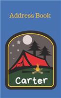 Carter: Personalized Address Book for Kids who Love Camping and Summer Camp