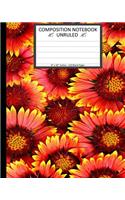 Unruled Composition Notebook 8" x 10". 120 Pages. Colorful Chamomile Flowers: Unruled Composition Notebook 8" x 10". Blank Notebook. 120 Pages. Colorful Bright Chamomile Flowers, Red Yellow