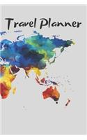 Travel Planner - world map grey cover 6x9inch; itinerary planner