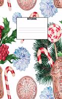 Notebook: Christmas Holiday Themed Wide Ruled 120 Page Composition Notebook