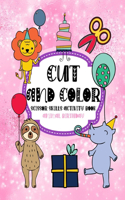 Cut and Color Scissor Skills Activity Book Animal birthday