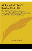 Alphabetical List Of Battles, 1754-1900