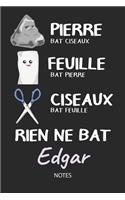Rien ne bat Edgar - Notes: Noms Personnalisé Carnet de notes / Journal pour les garçons et les hommes. Kawaii Pierre Feuille Ciseaux jeu de mots. Fournitures scolaires, premie