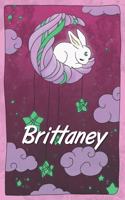 Brittaney: personalized notebook sleeping bunny on the moon with stars softcover 120 pages blank useful as notebook, dream diary, scrapbook, journal or gift id