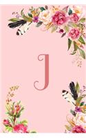 Monogram Initial Letter J Notebook for Women and Girls