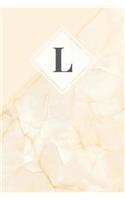 L: Initial Monogram Notebook - Elegant Gold Marble Diary - Cute Gift for Women and Girls - College ruled 6 x 9 Journal