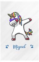 Miguel A5 Lined Notebook 110 Pages: Funny Blank Journal For Personalized Dabbing Unicorn Family First Name Middle Last. Unique Student Teacher Scrapbook/ Composition Great For Home Sch