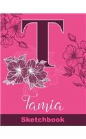 Tamia Sketchbook: Letter T Initial Monogram Personalized First Name Sketch Book for Drawing, Sketching, Journaling, Doodling and Making Notes. Cute and Trendy Custom 