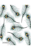 Notebook: Peacock feathers collection cover and Dot Graph Line Sketch pages, Extra large (8.5 x 11) inches, 110 pages, White paper, Sketch, Draw and Paint(2 Peacock Feathers Collection Notebook)